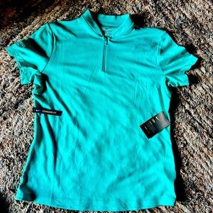 Nike Dri-fit women’s mock neck zipper- Turquoise - Size Large